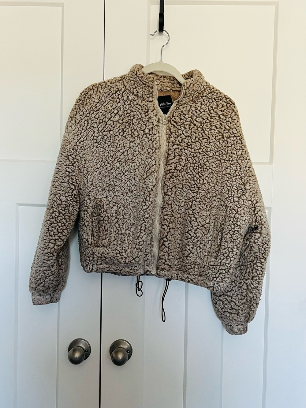 Me Jane Beige Sherpa Zip-Up Teddy Jacket